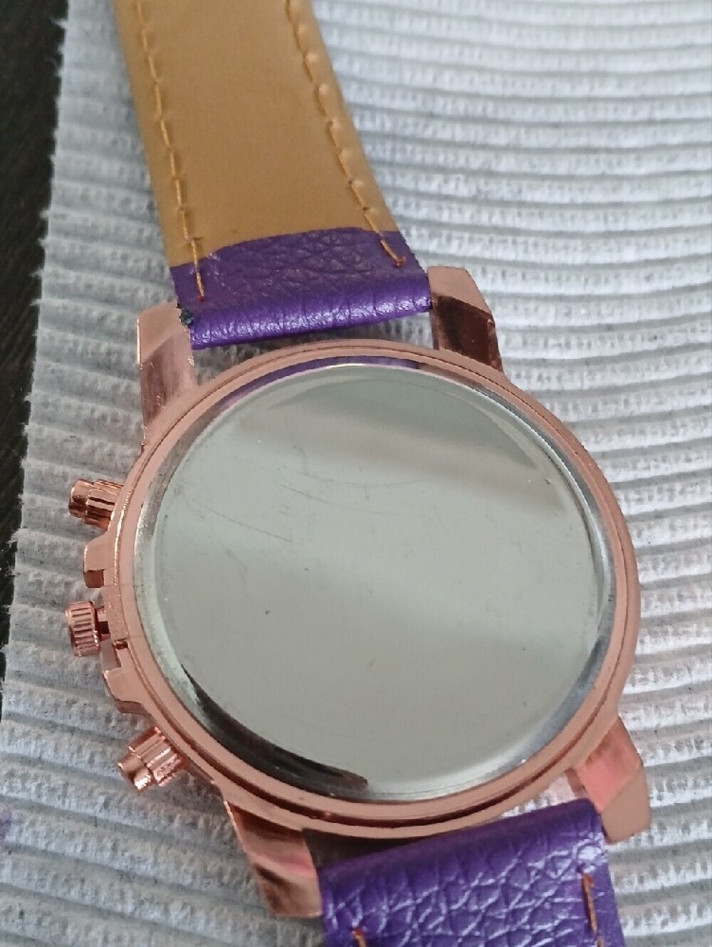 Purple Leather Strap Watch with Rose Gold Case - Picture 7 of 7